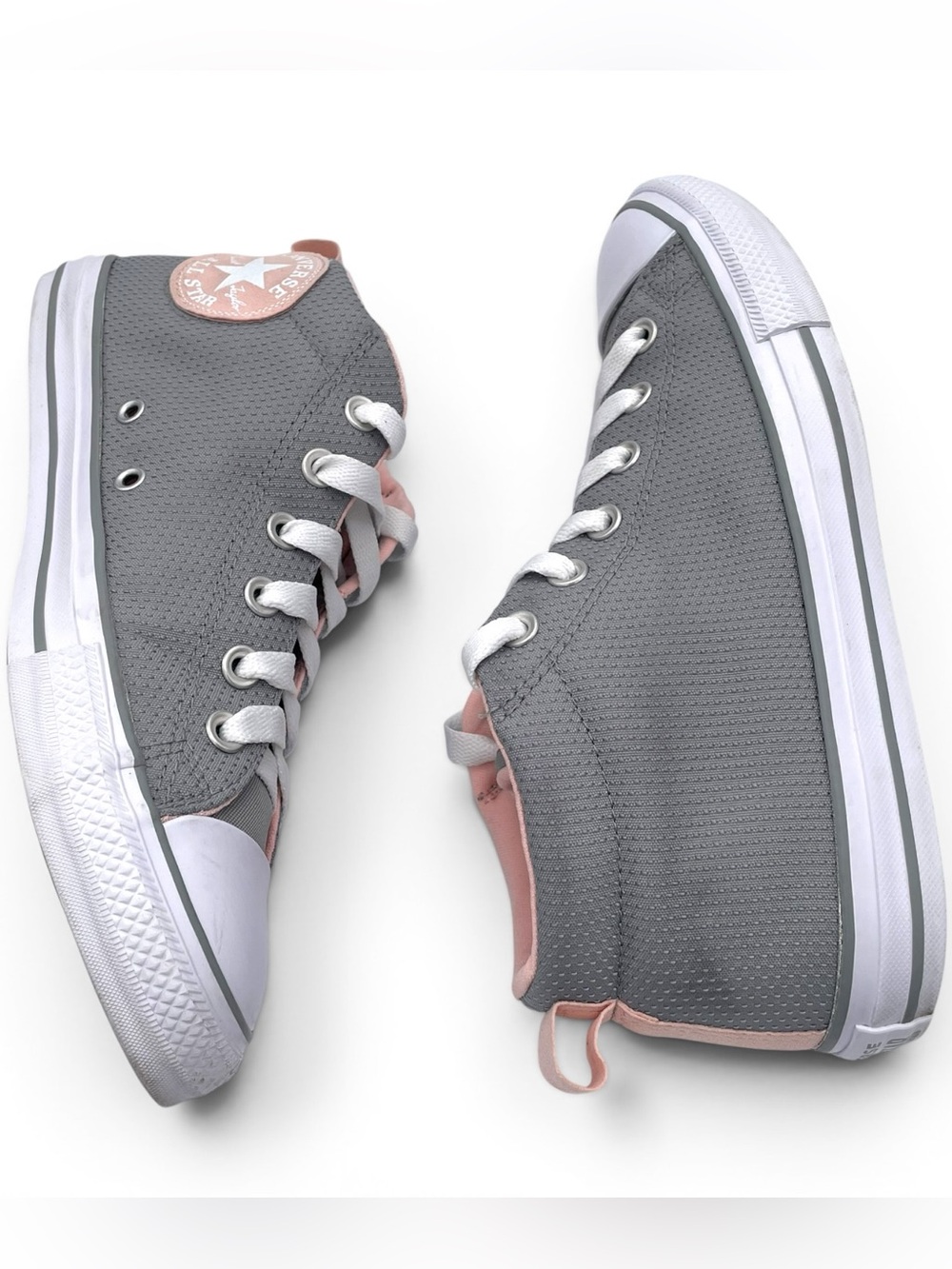 Converse Chuck Taylor All Star Mid Gray Pink Sneakers Women’s 6 Youth 6Y - Picture 6 of 10